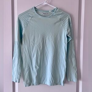 Forever 21 Blue/Green Long Sleeve Ribbed Workout Top